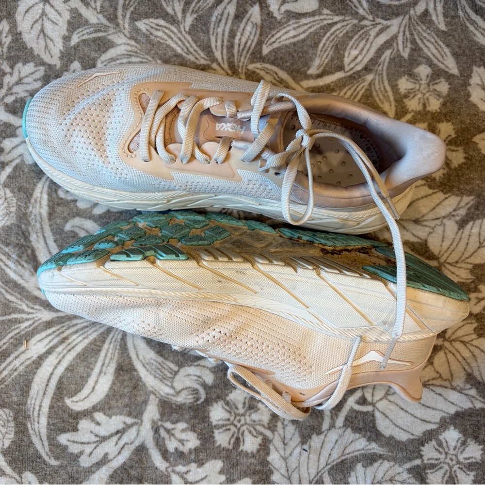 Hoka pale pink and Teal Women's Athletic Shoes